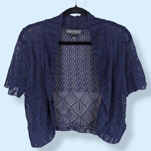 V. Jessica Howard Cropped Crochet Cardigan